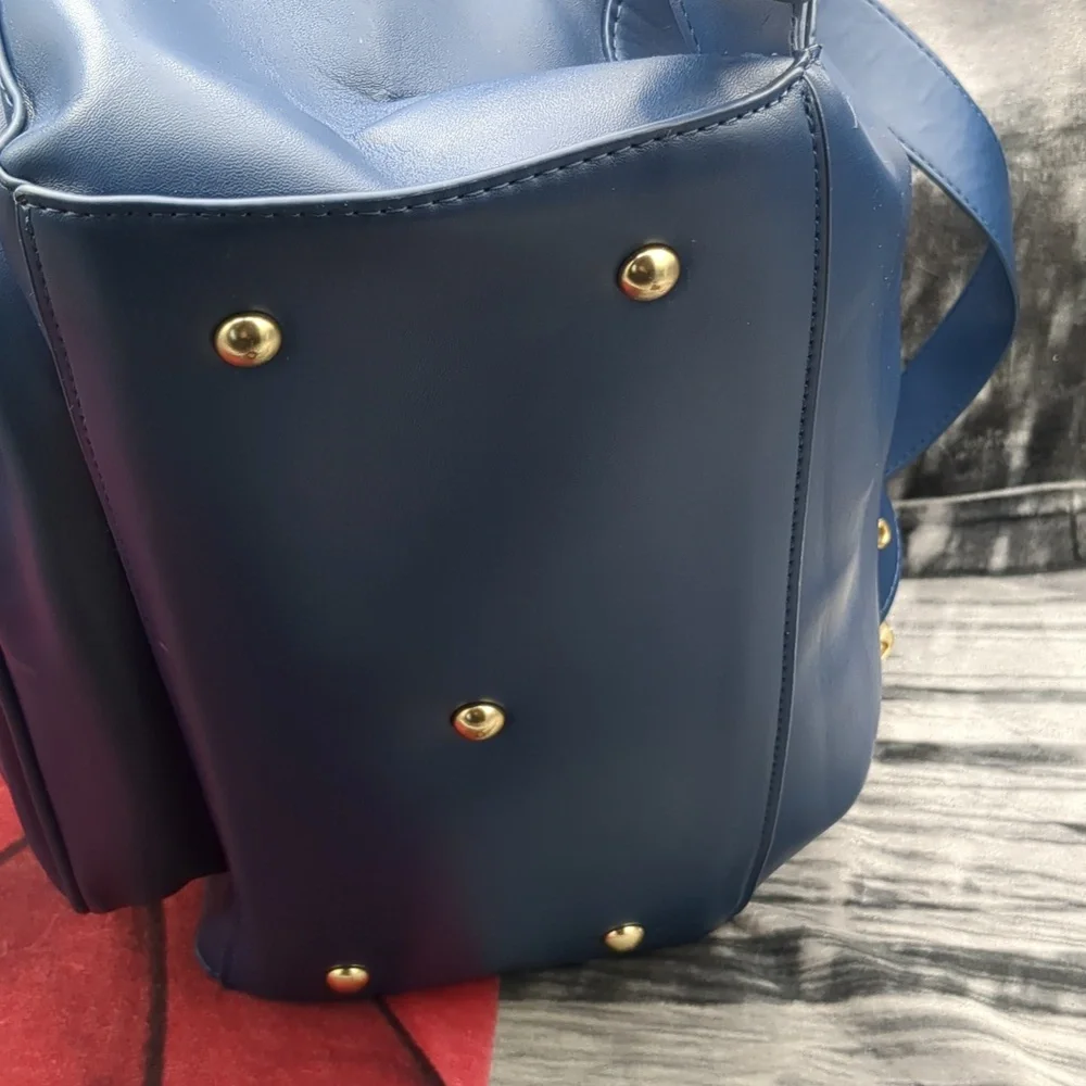 JJ Cole Vegan Leather Brookmont Backpack Diaper Bag Blue
